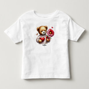 Süßer Teddybär Name Valentinstag Kleinkind T-shirt