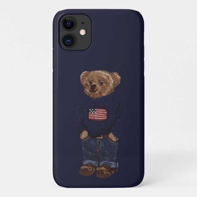 Süßer Teddybär Navy Blau iPhone 11 Hülle (Rückseite)