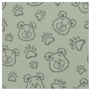 Süßer Teddybär Pfoten Boho Junge Kinder Salbeigrün Stoff