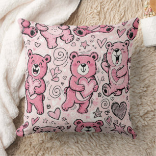 Süßer Teddybär Rosa Muster Kissen