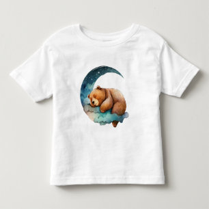 Süßer Teddybär schlafend auf Halbmond T-Shirt