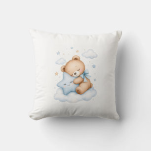 Süßer Teddybär schläft auf einem Sternenkissen S Kissen