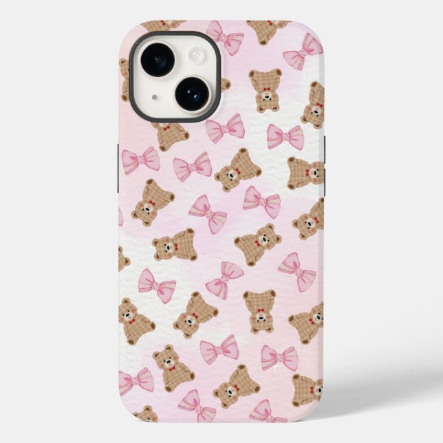 Süßer Teddybär & Schleife iPhone 14 Hülle 🧸 (Rückseite)
