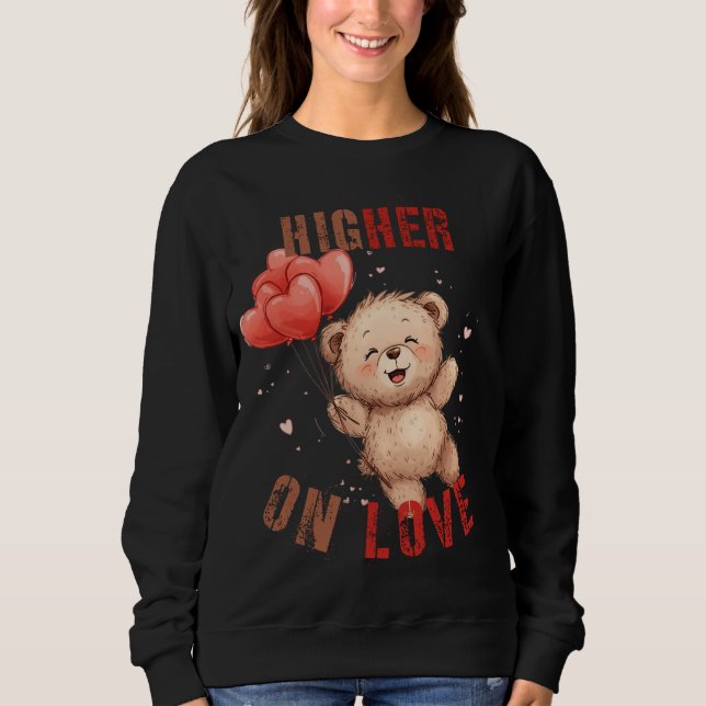 Süßer Teddybär schwebende Herzen Sweatshirt (Vorderseite)