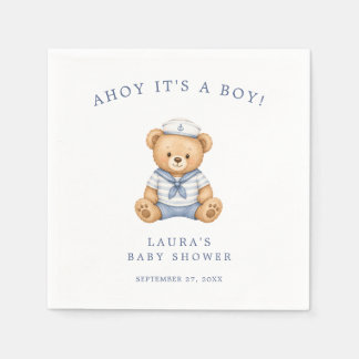 Süßer Teddybär Seemann Nautical Baby Boy Shower Serviette
