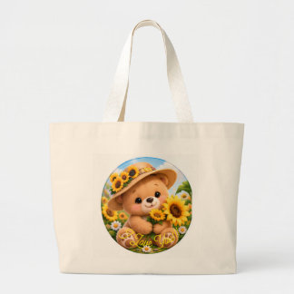 Süßer Teddybär Sonnenblume Liebe dich Jumbo-Tasche Jumbo Stoffbeutel