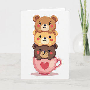 Süßer Teddybär-Stapel-Liebeskarte Karte