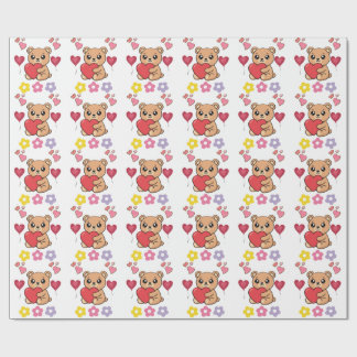 Süßer Teddybär Valentinstag Geschenkpapier