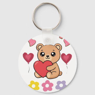 Süßer Teddybär Valentinstag Schlüsselanhänger