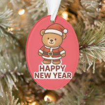 Süßer Teddybär Weihnachtsmann Frohes Neues Jahr Au