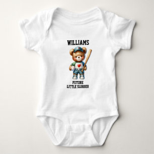 Süßer Teddybär zukünftiger Baseballspieler Baby Strampler