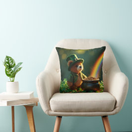 Süßer Teddybär zum St. Patrick's Day Kissen