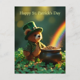 Süßer Teddybär zum St. Patrick's Day Postkarte