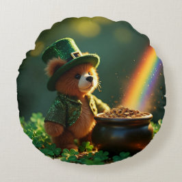 Süßer Teddybär zum St. Patrick's Day Rundes Kissen