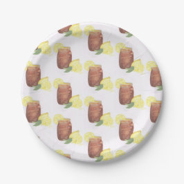 Süßer Tee mit Zitronenpapier Pappteller