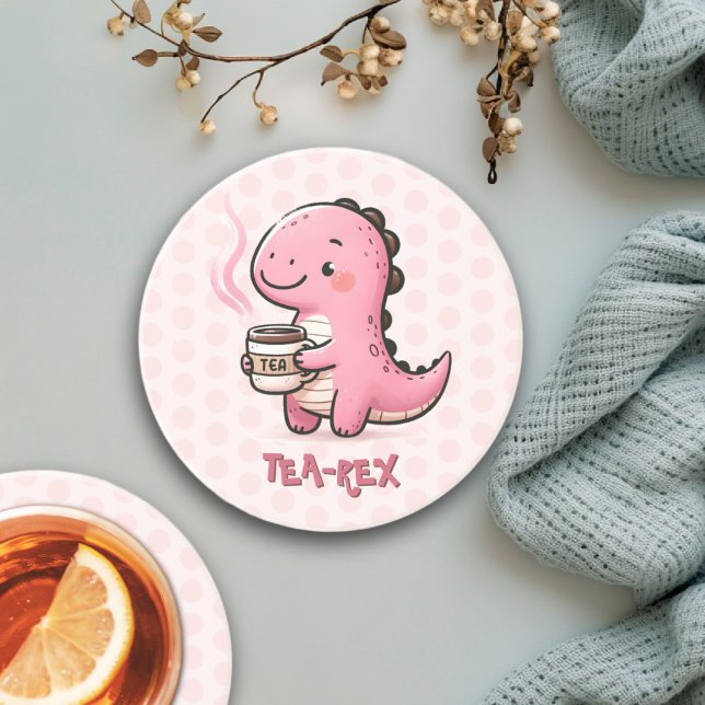 Süßer Tee-Rex, anpassbar Dinosaurier Tierpuppe Getränkeuntersetzer (Sweet Tea-Rex Customizable Dinosaur Animal Pun coaster)
