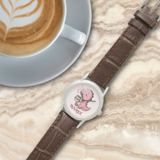 Süßer Tee-Rex-Puffer Armbanduhr (Sweet Tea-Rex Customizable Dinosaur Animal Pun watch)