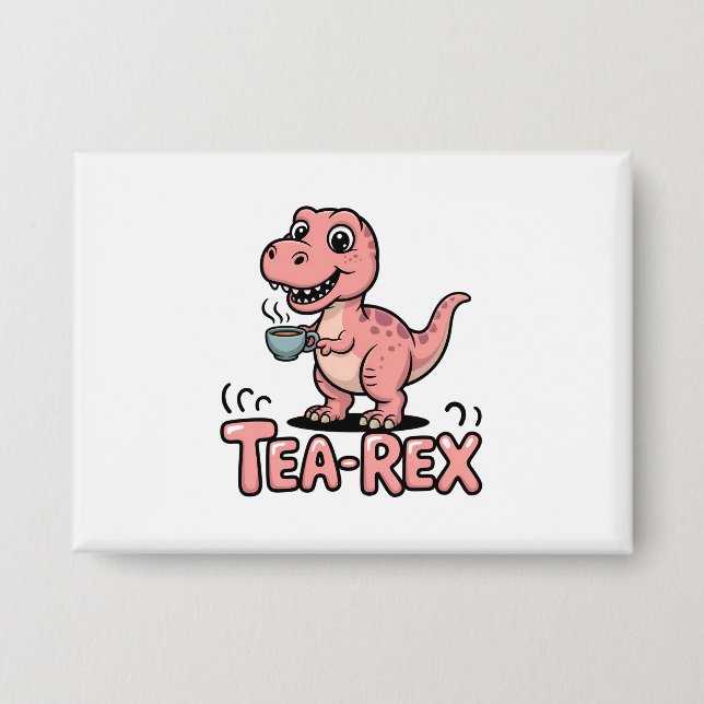 Süßer Tee-Rex rosa Dinosaurier – Schluck passiert! Button (Vorderseite)