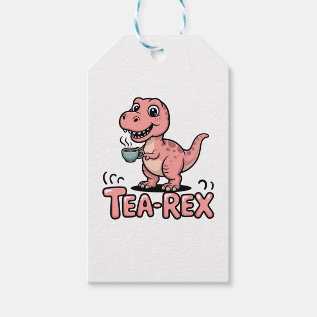 Süßer Tee-Rex rosa Dinosaurier – Schluck passiert! Geschenkanhänger (Vorderseite)