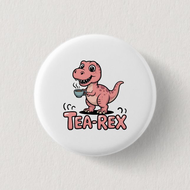 Süßer Tee-Rex rosa Dinosaurier – Schluckauf! Button (Vorderseite)