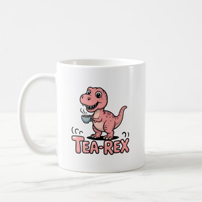 Süßer Tee-Rex rosa Dinosaurier – Schluckauf! Kaffeetasse (Links)