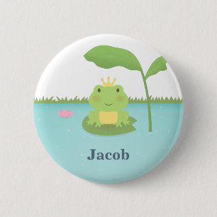 Süßer Teichfroschprinz für Jungen Button