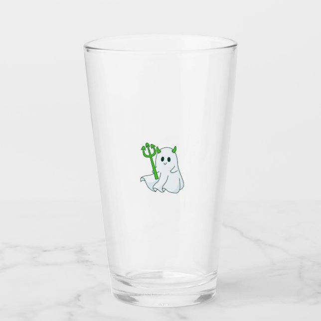 Süßer Teufel Geist mit grünem Dreizack Glas (Vorderseite)