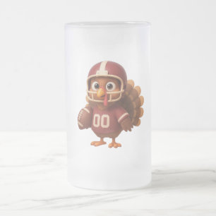 Süßer Thanksgiving-Day-Football-Truthahn Mattglas Bierglas