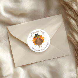 Süßer Thanksgiving-Truthahn | Herbstumschlag-Siege Runder Aufkleber