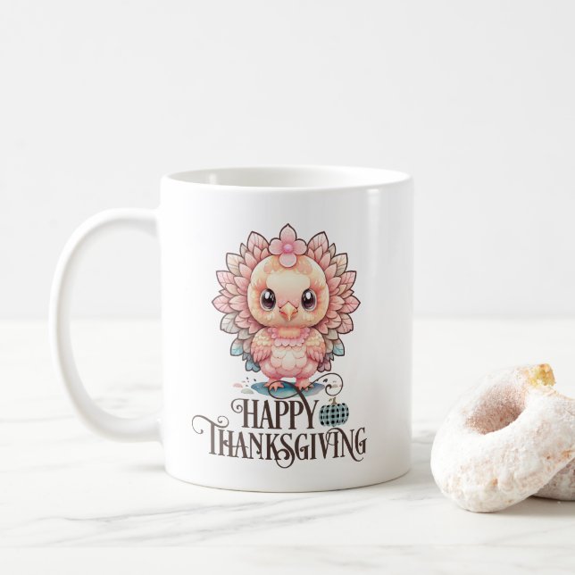 Süßer Thanksgiving Truthahn Kaffeetasse (Mit Donut)