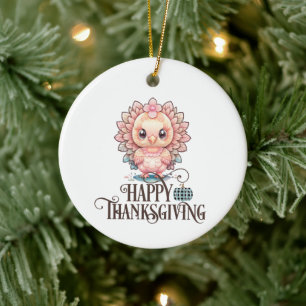 Süßer Thanksgiving Truthahn Keramik Ornament