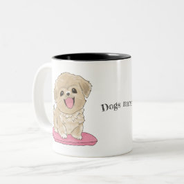 Süßer Tibetan Spaniel Hund mit Namen option Zweifarbige Tasse