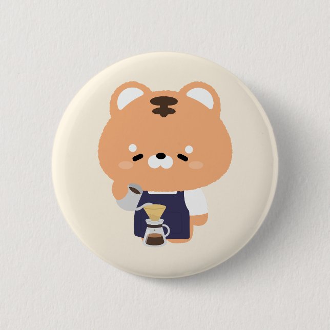 Süßer Tiger Barista Button (Vorderseite)