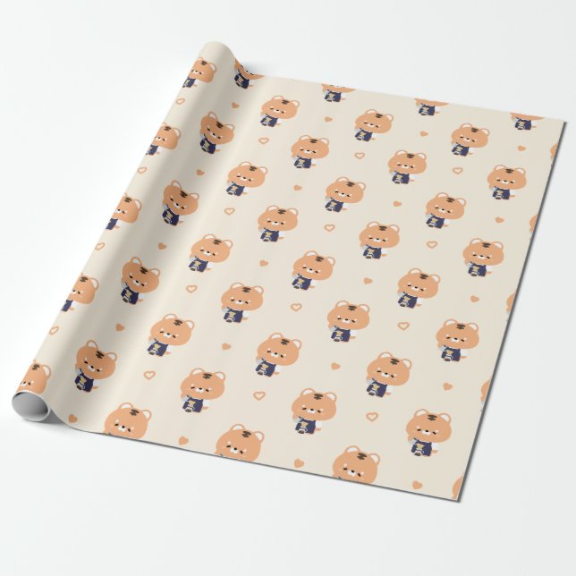 Süßer Tiger Barista Geschenkpapier (Ungerollt)