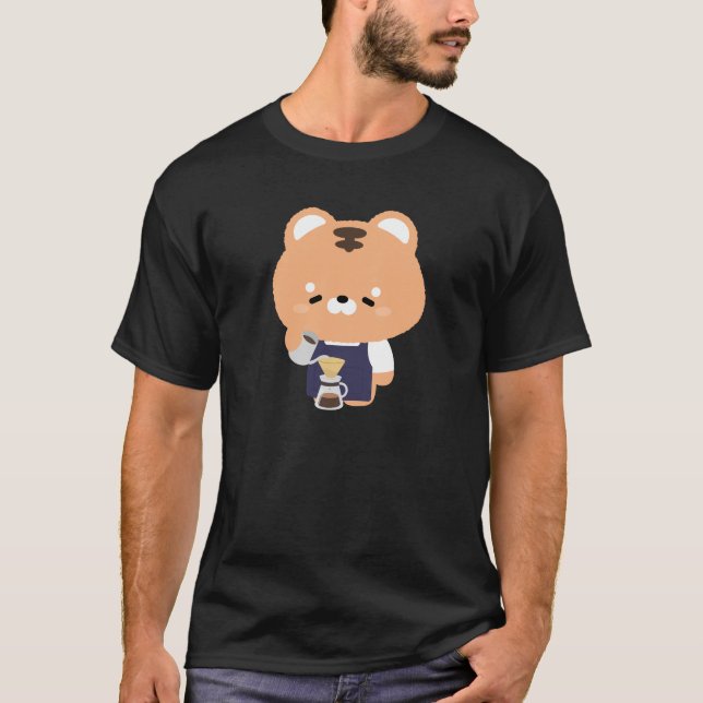 Süßer Tiger Barista T-Shirt (Vorderseite)