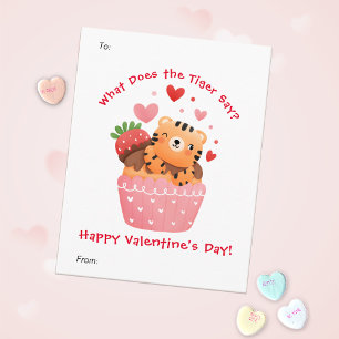 Süßer Tiger in Cupcake, individuelles Valentinstag Feiertagskarte