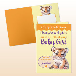 Süßer Tiger Namen hinzufügen orange lila Baby Mädc Karte