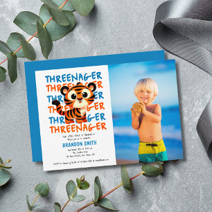 Süßer Tiger-Threenager-Junge 3. Geburtstagsfeier F Einladung