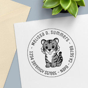 Süßer Tigerbaby-Rundum-Adresse Permastempel