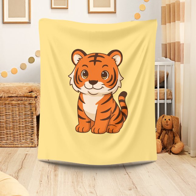 Süßer Tigerjunge auf Gelb Fleecedecke (Von Creator hochgeladen)