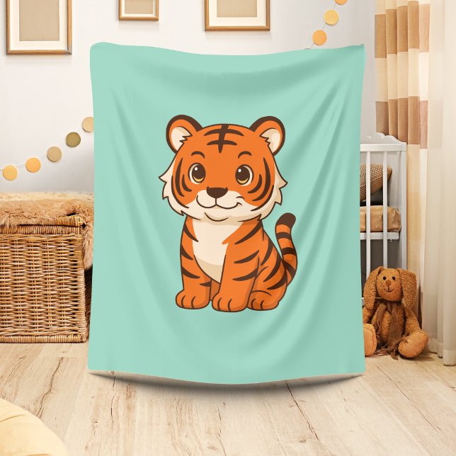 Süßer Tigerjunge auf Grün Fleecedecke (Von Creator hochgeladen)
