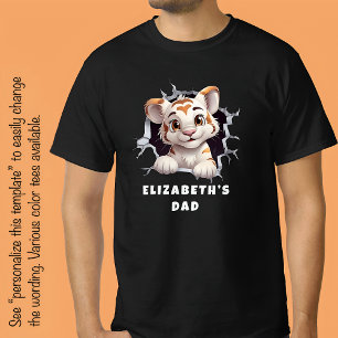 Süßer Tigerjunger schaut aus weißem Loch heraus F T-Shirt