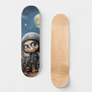 Süßer Totenkopf-Biker   Mondbeschienene Fahrt durc Skateboard