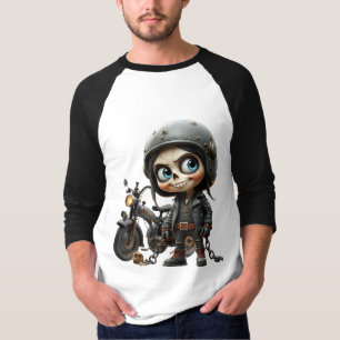 Süßer Totenkopf-Biker Mondbeschienene Fahrt durc T-Shirt