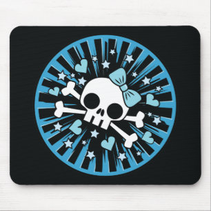 Süßer Totenkopf und Kreuzknochen - Blau Mousepad