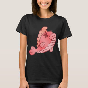 Süßer toter roter Fisch Cartoon – Lustiger gruseli T-Shirt