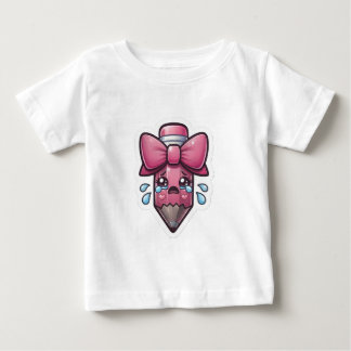Süßer trauriger Bleistift mit rosa Schleife - Stic Baby T-shirt