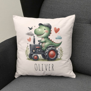 Süßer Trex-Dinosaur fährt einen Traktor  Kissen