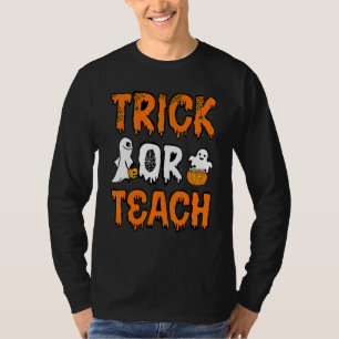 Süßer Trick oder lehre groovy Halloween-Geist-Lehr T-Shirt
