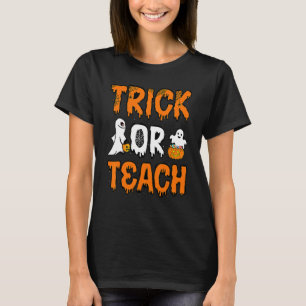 Süßer Trick oder lehre groovy Halloween-Geist-Lehr T-Shirt